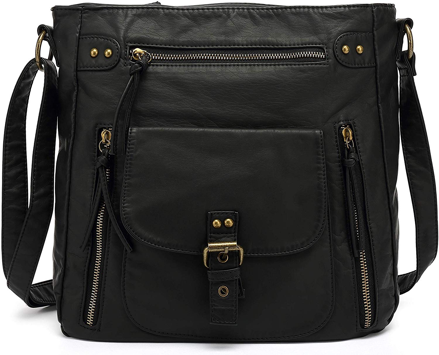 Price:$28.99 Scarleton Medium Crossbody Shoulder Bag for Women, Ultra Soft Washed Vegan Leather, Black, H200501  Handbags   