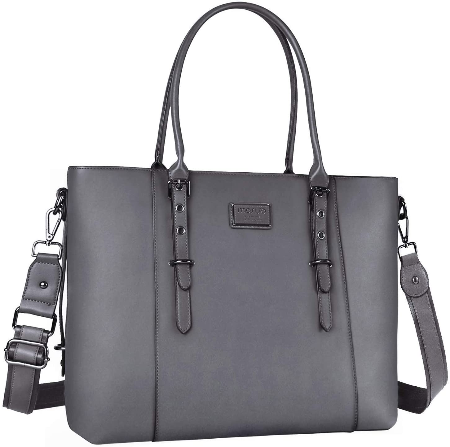 Price:$54.99    MOSISO PU Leather Laptop Tote Bag for Women (Up to 17.3 inch), Gray  Computers & Accessories