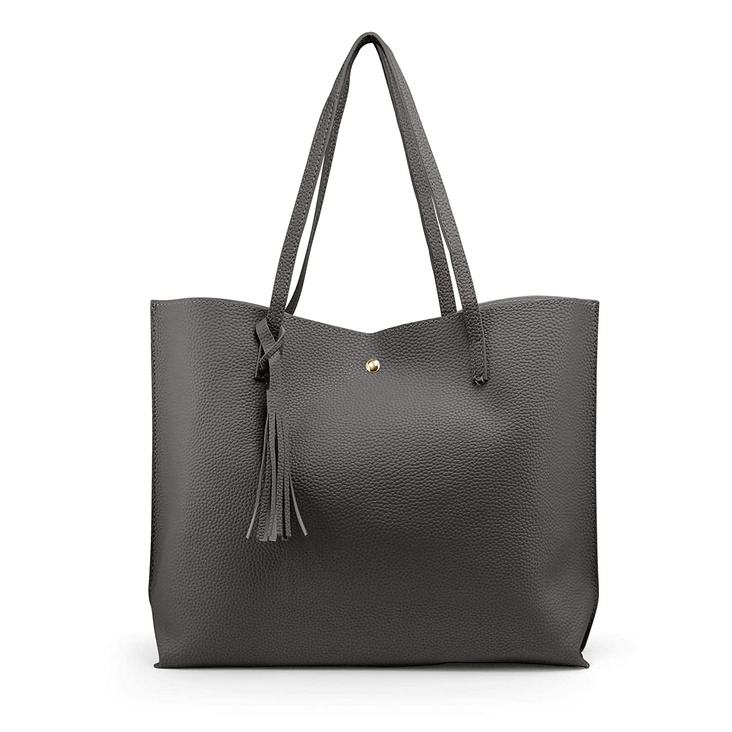 Price:$12.99    OCT17 Women Tote Bag - Tassels Faux Leather Shoulder Handbags, Fashion Ladies Purses Satchel Messenger Bags (Dark Gray)  Shoes