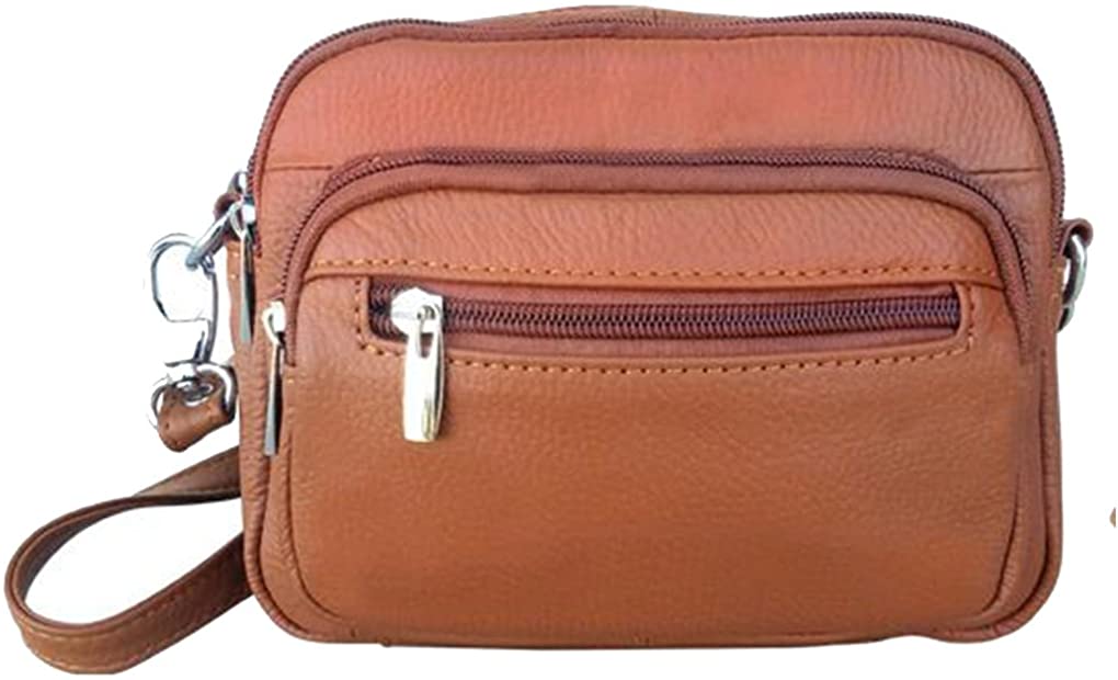 Price:$29.95 SILVERFEVER Leather Womens Shoulder Purse Cross Body Organizer Handbag (Camel-Belt bag)  Handbags   