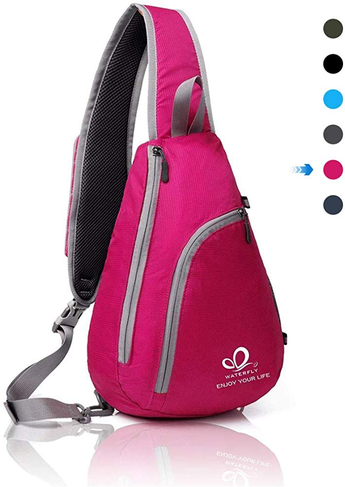 Price:$18.99     WATERFLY Chest Sling Shoulder Backpacks Bags Fashion Cute Crossbody Rope Triangle Rucksack for Hiking or Multipurpose Daypacks for Man Women Lady Girl Teens, ROSE   Sports & Outdoors