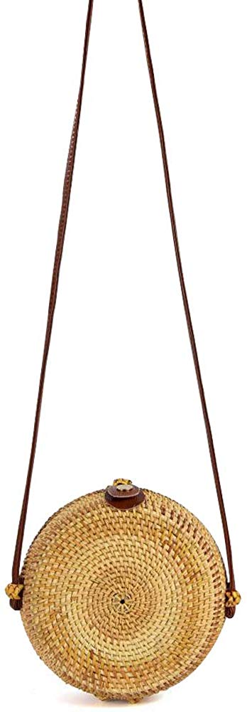 Price:$16.99 Women's Bali Rattan CrossbodyBags Handmade Straw Bags Bohemian Shoulder Bag  Handbags   