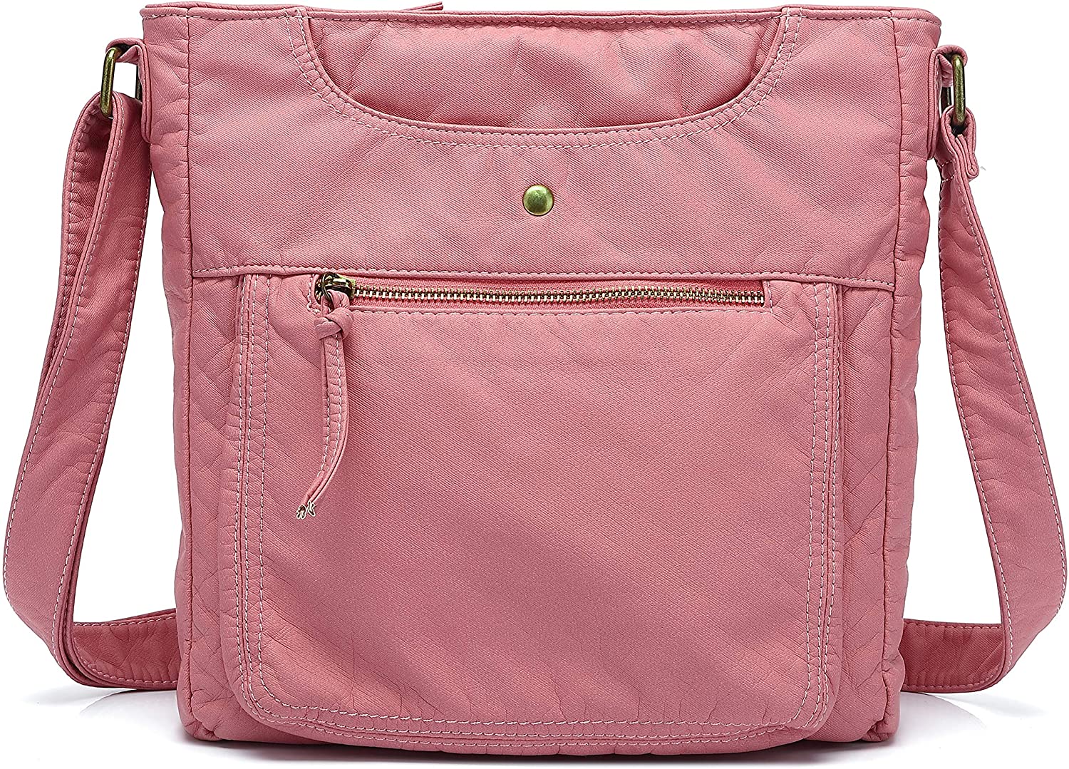 Price:$18.39 Scarleton Crossbody Shoulder Bag for Women, Ultra Soft Washed Vegan Leather, Pink, H181205  Handbags   