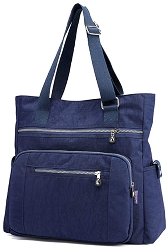 Price:$22.99 Multi Pocket Nylon Totes Handbag Large Shoulder Bag Travel Purse Bags For Women (X-Dark Blue)  Handbags   