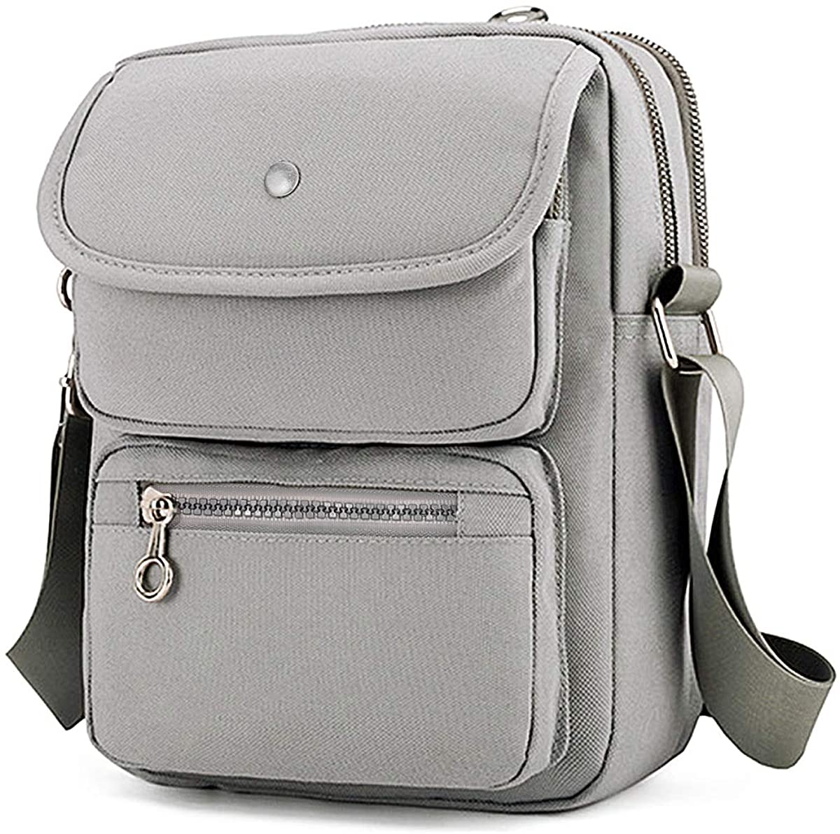 Price:$19.99 Crossbody Bag for Women, JOSEKO Multi-Pocketed Nylon Shoulder Bag Purse Travel Passport Bag Messenger Bag Grey 7.87''(L) x 2.76''(W) x 10.24''(H)  Handbags   