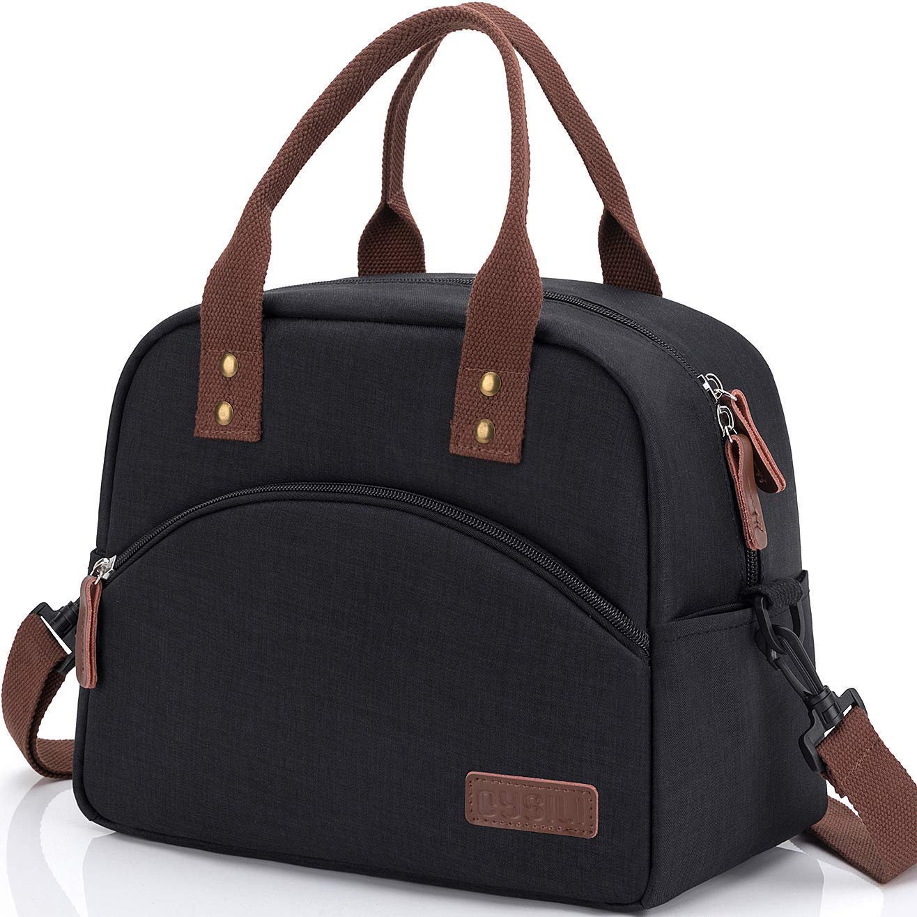 Price:$16.98    Insulated Lunch Bag with Detachable Shoulder Strap & Carry Handle, Leak Proof Reusable Lunch bag, Eco-friendly Cooler Bag Tote Bag, School Lunch Box for Kids, Men, Women (Black)  Kitchen & Dining