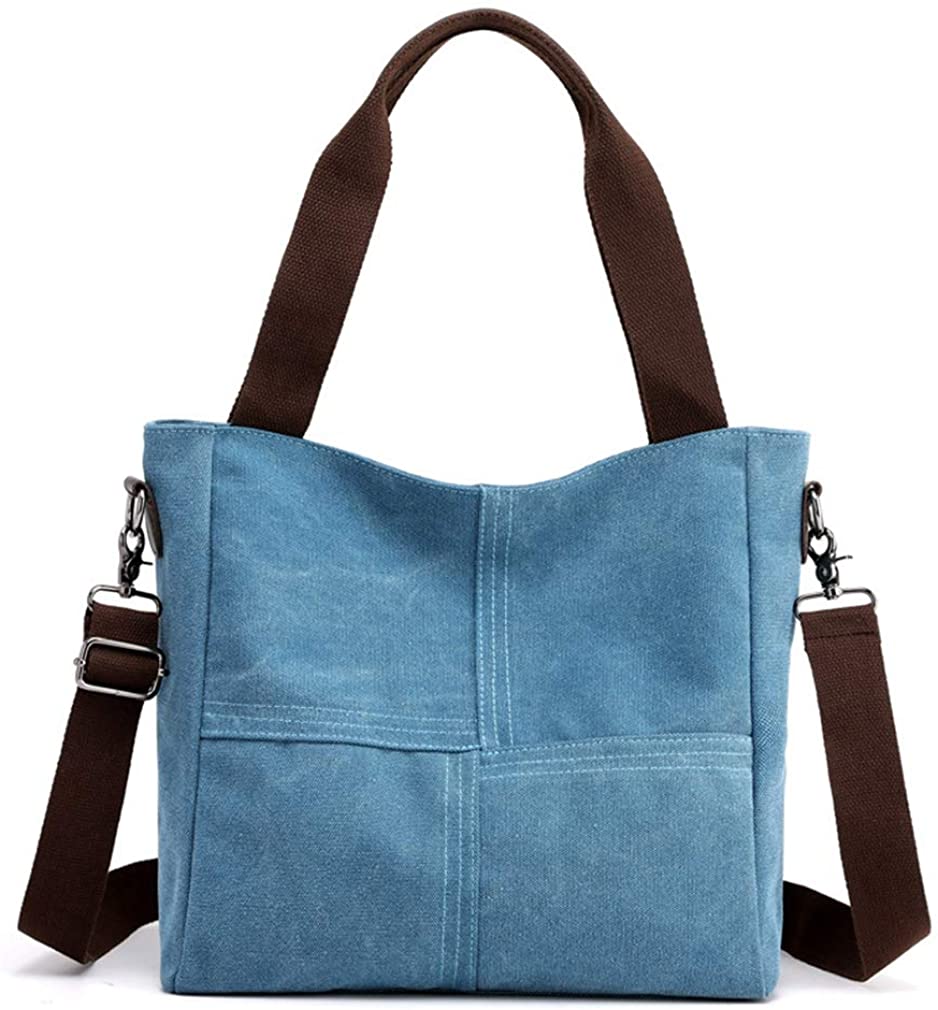 Price:$22.98    Women's Canvas Shoulder Bags Tote Purses Satchel Work Travel Crossbody Bag (Blue)  Shoes
