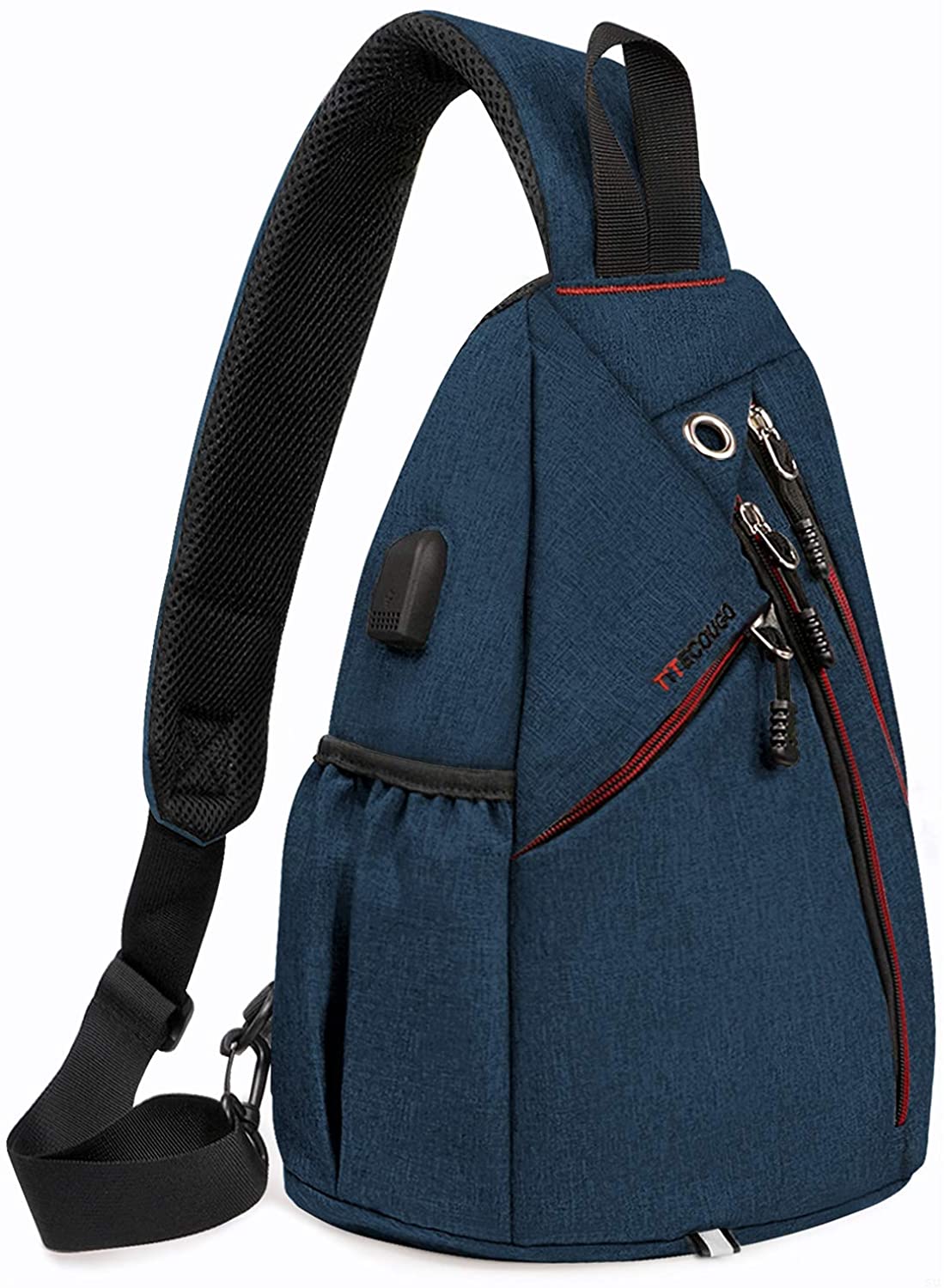 Price:$15.99     Sports Men Mens 1 Sling Backpack Breathable Lightweight Chest Bag Leather Tactical Shoulder Bags Packs Day Pack Daypack Cross Body Crossbody for Women Men Teens Waterproof Hiking Travel Bag USB Blue   Clothing