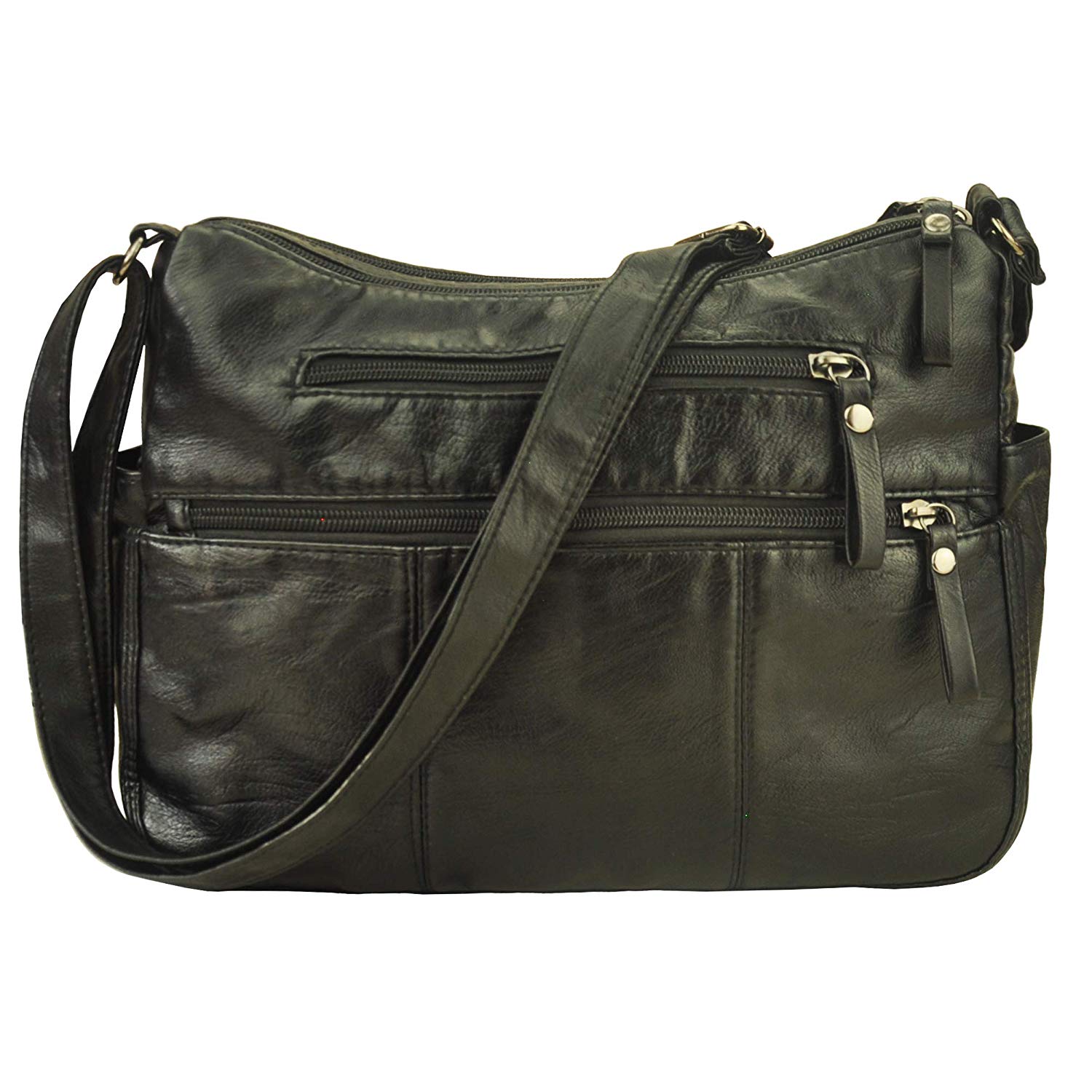 Price:$18.99 Volcanic Rock Women Crossbody Bag Pocketbooks Soft PU Leather Purses and Handbags Multi Pocket Shoulder Bag (Black-11.8")  Handbags   