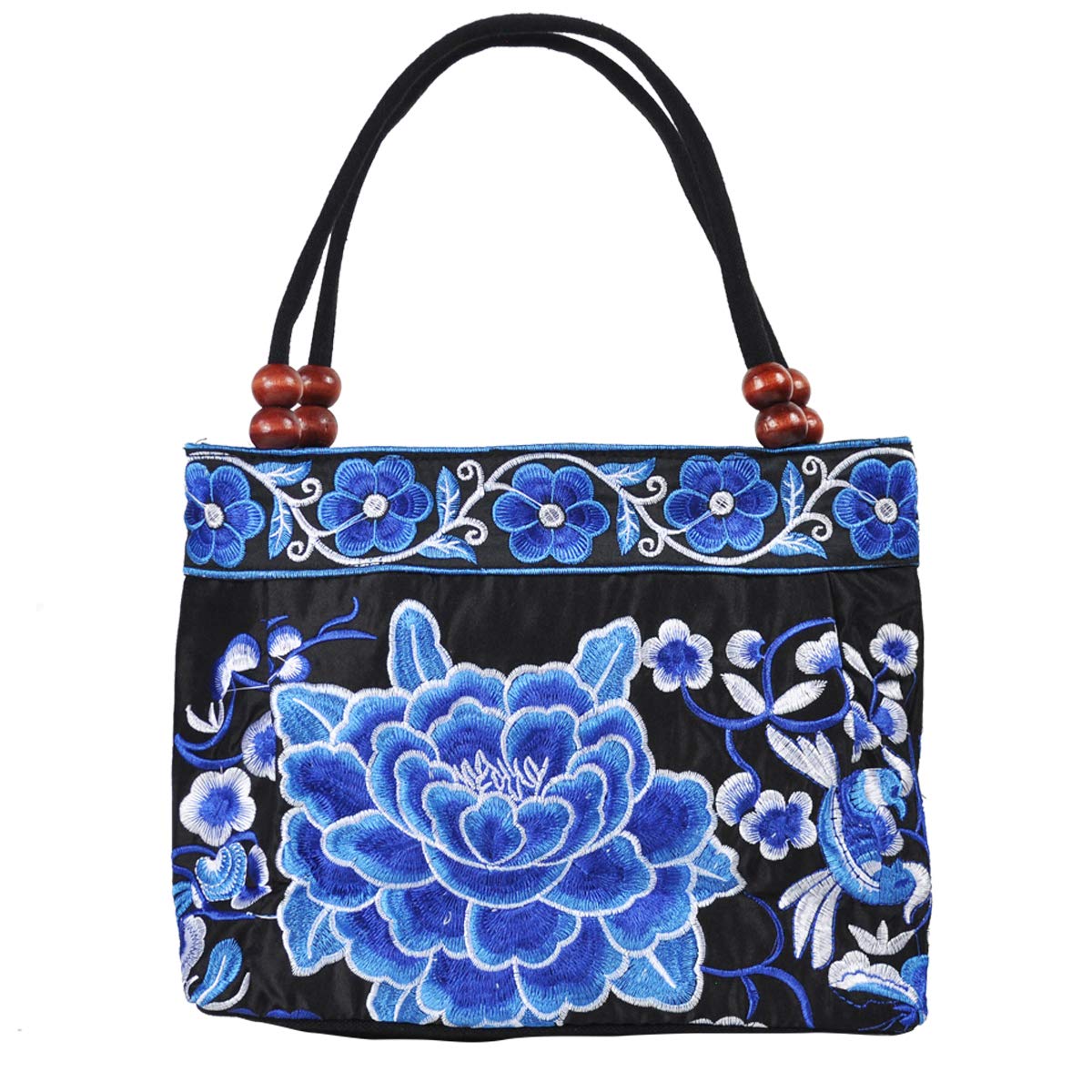 Price:$11.99    Women's Unique Vintage Hobo Tote Bags Embroidered Shoulder Handbags blue and white Porcelain Flower bags for lady (PORCELAIN-BLUE)  Shoes