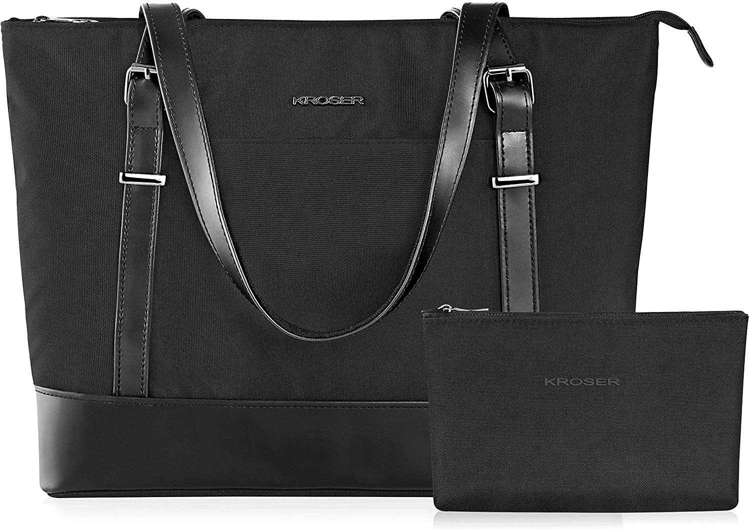 Price:$25.99    KROSER Laptop Tote Bag 15.6 Inch Large Shoulder Bag Lightweight Water-Repellent Nylon Computer Tote Bag Women Stylish Handbag for Work/Business/School/College/Travel-Black  Computers & Accessories
