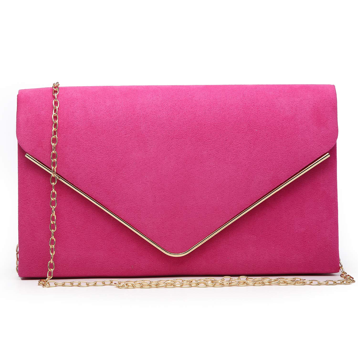 Price:$13.99 Dasein Ladies' Velvet Evening Clutch Handbag Formal Party Clutch For Women With Chain Strap (Rose)  Handbags   