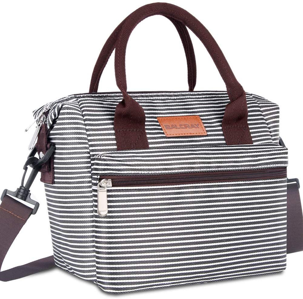 Price:$15.99    BALORAY Lunch Bags for Women Leakproof Crossbody Lunch Bag Lunch Bag with Shoulder Strap lunch Box Purse Lunch Cooler Bag for Women, Nurse, Teachers (Black White Strip)  Kitchen & Dining