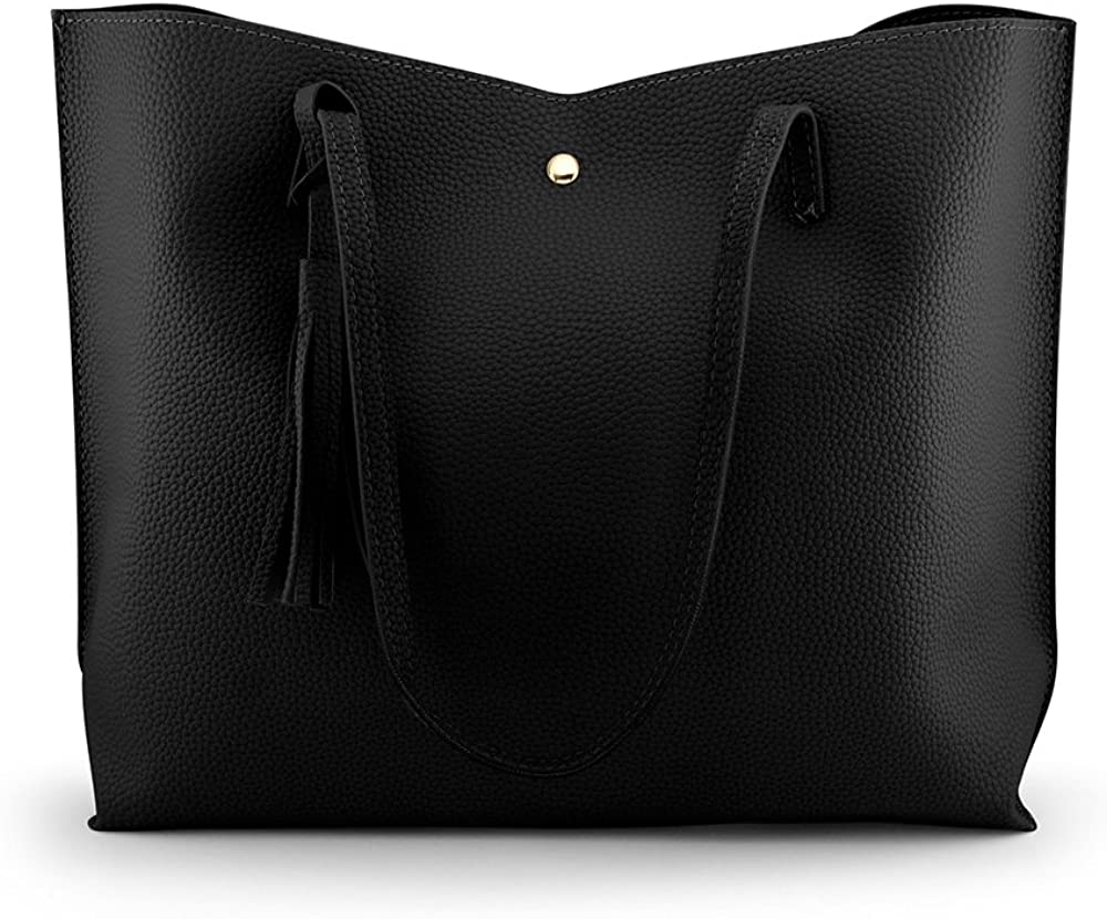Price:$12.99    OCT17 Women Tote Bag - Tassels Faux Leather Shoulder Handbags, Fashion Ladies Purses Satchel Messenger Bags - Black  Shoes