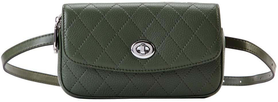 Price:$67.00   | ELBORN PYO Women Leather Belt Bags Fanny Pack Crossbody Shoulder Purse Chest Wallet (Green) | Waist Packs