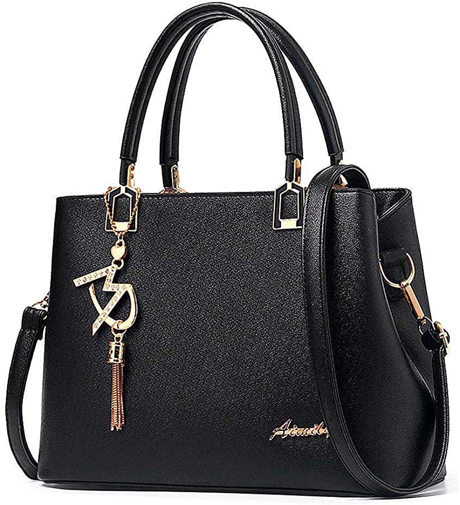 Price:$22.98    Womens Purses and Handbags Shoulder Bags Ladies Designer Top Handle Satchel Tote Bag (Black)  Shoes