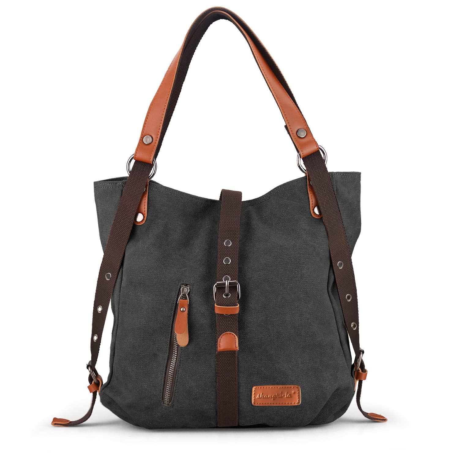 Price:$27.58    SHANGRI-LA Purse Handbag for Women Canvas Tote Bag Casual Shoulder Bag School Bag Rucksack Convertible Backpack - Black  Shoes