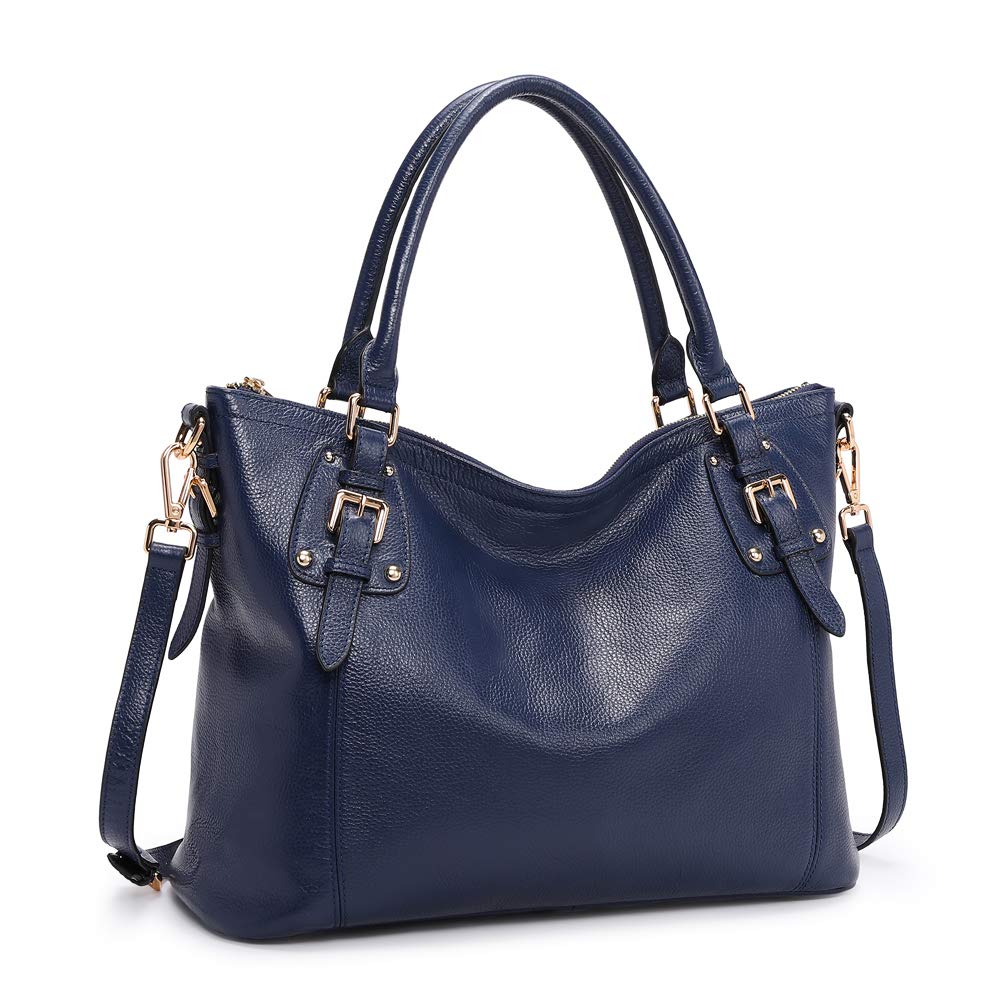 Price:$79.99    Kattee Women's Genuine Leather Handbags Shoulder Tote Organizer Top Handles Crossbody Bag Satchel Designer Purse (Small, Blue)  Shoes