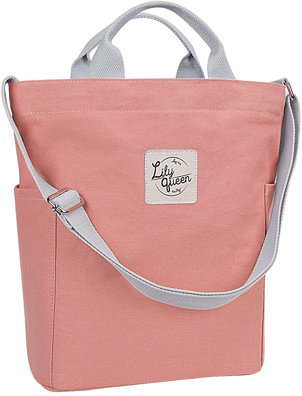 Price:$21.99    Lily Queen Women Canvas Tote Handbags Casual Shoulder Bag purse Crossbody (Almond Pink)  Shoes