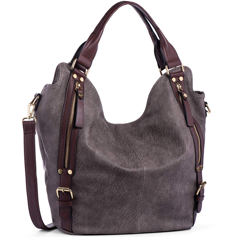 Price:$38.99    JOYSON Women Handbags Hobo Shoulder Bags Tote PU Leather Handbags Fashion Large Capacity Bags Dark Brown  Shoes