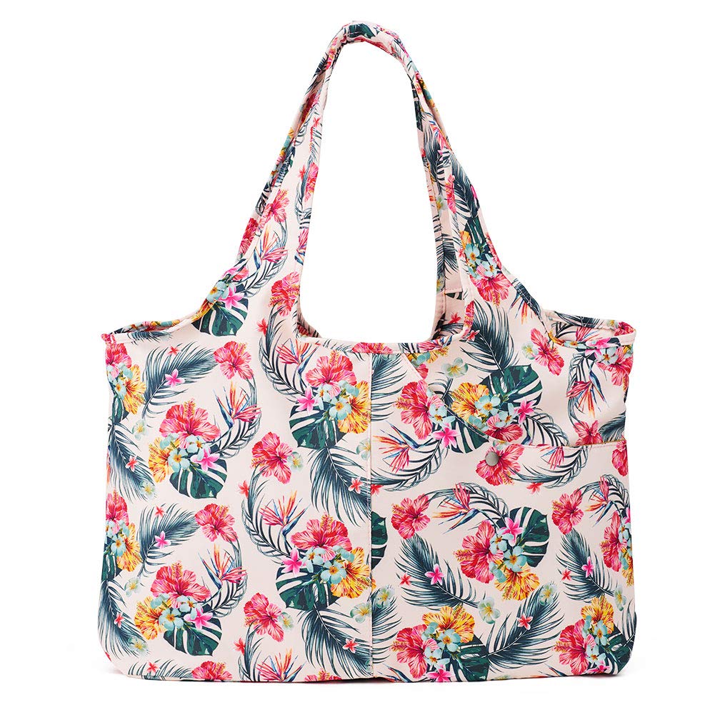 Price:$18.99    ZOOEASS Women Colorful Large Tote Shoulder Handbag Waterproof Tote Bag Multi-function Nylon Travel Shoulder(Apricot)  Clothing