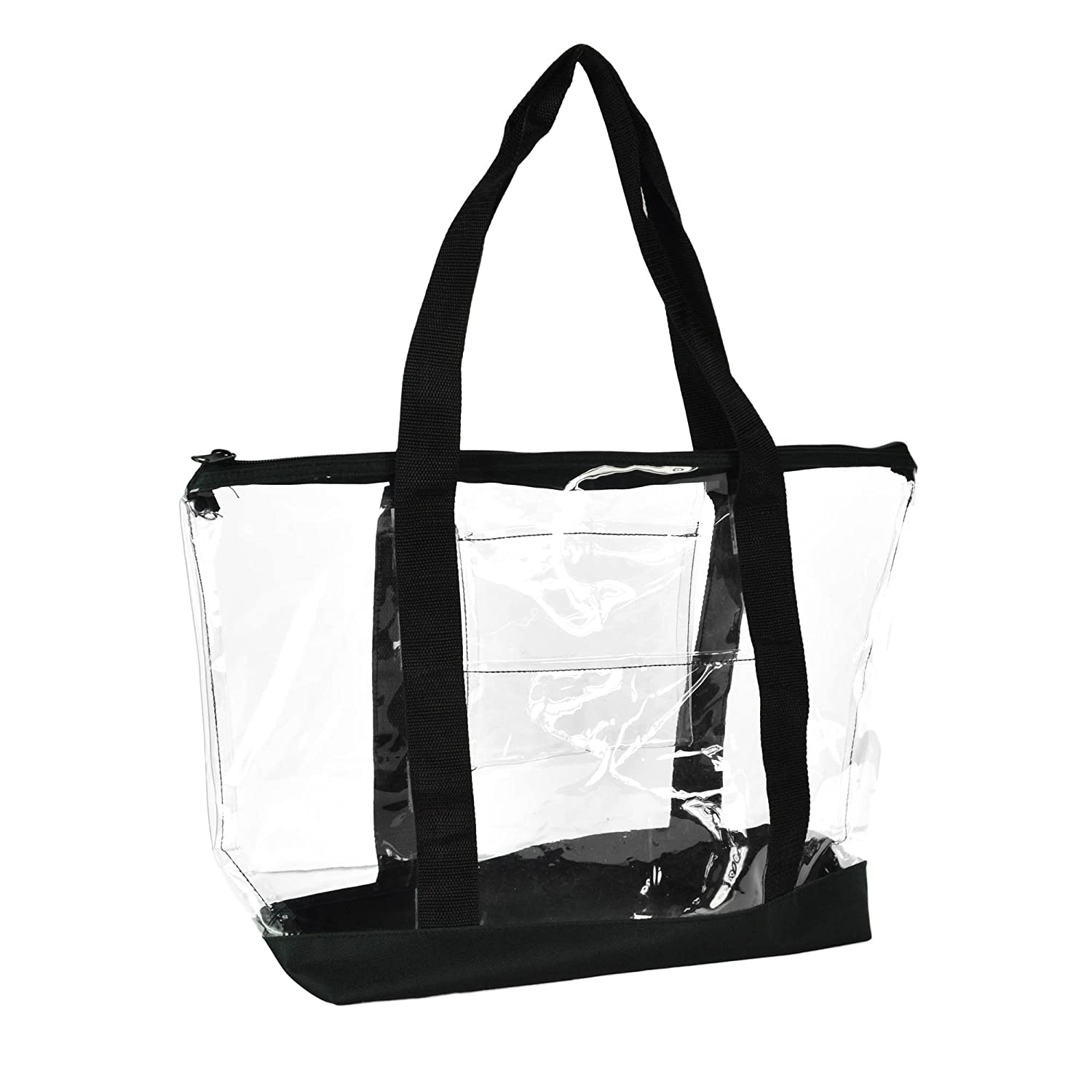 Price:$9.39    DALIX Clear Shopping Bag Security Work Tote Shoulder Bag Womens Handbag in Black Trim  Shoes