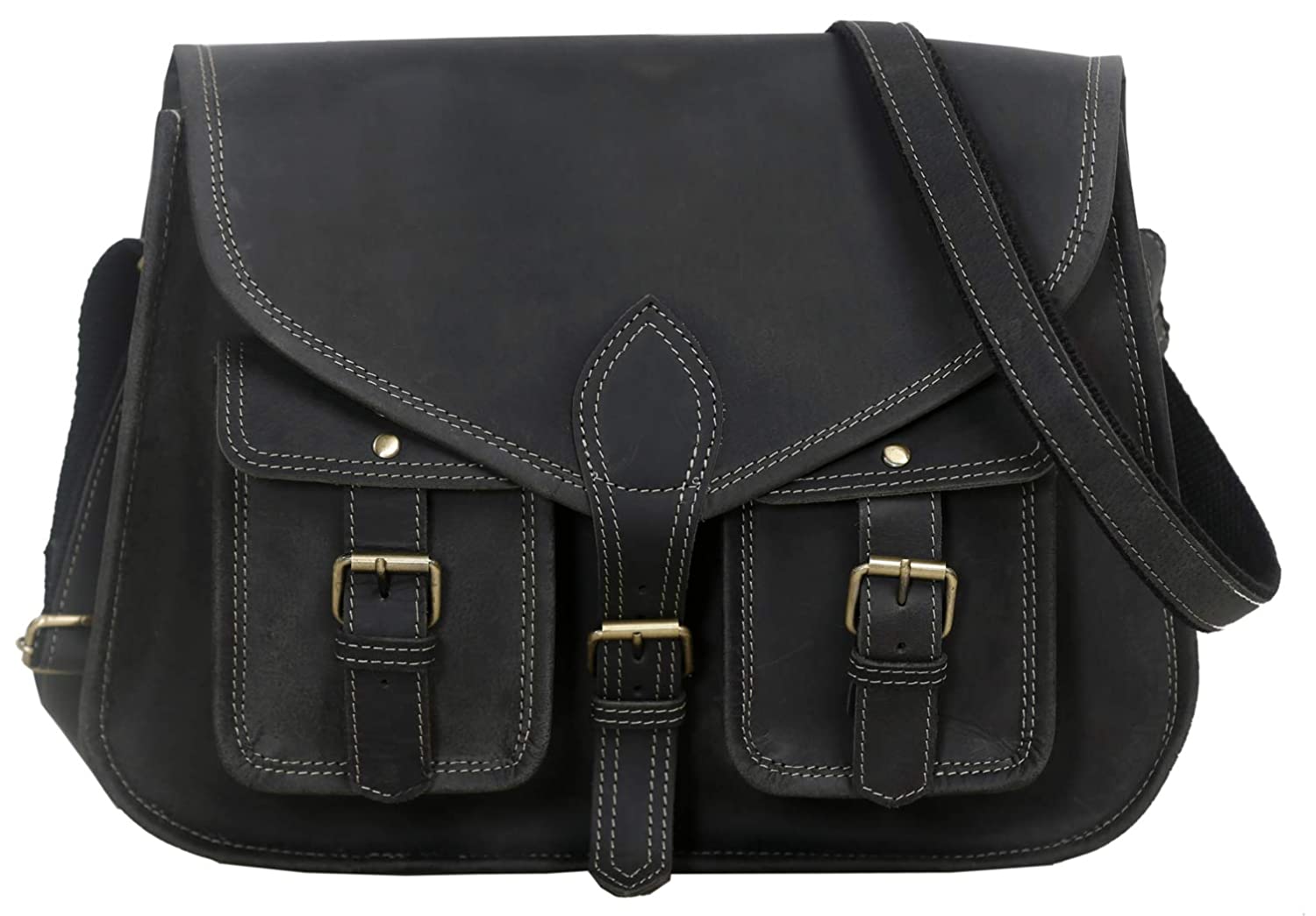 Price:$59.99    KPL 14 Inch Leather Purse Women Shoulder Bag Crossbody Satchel Ladies Tote Travel Purse Genuine Leather (Charcoal Black Buffalo Leather)