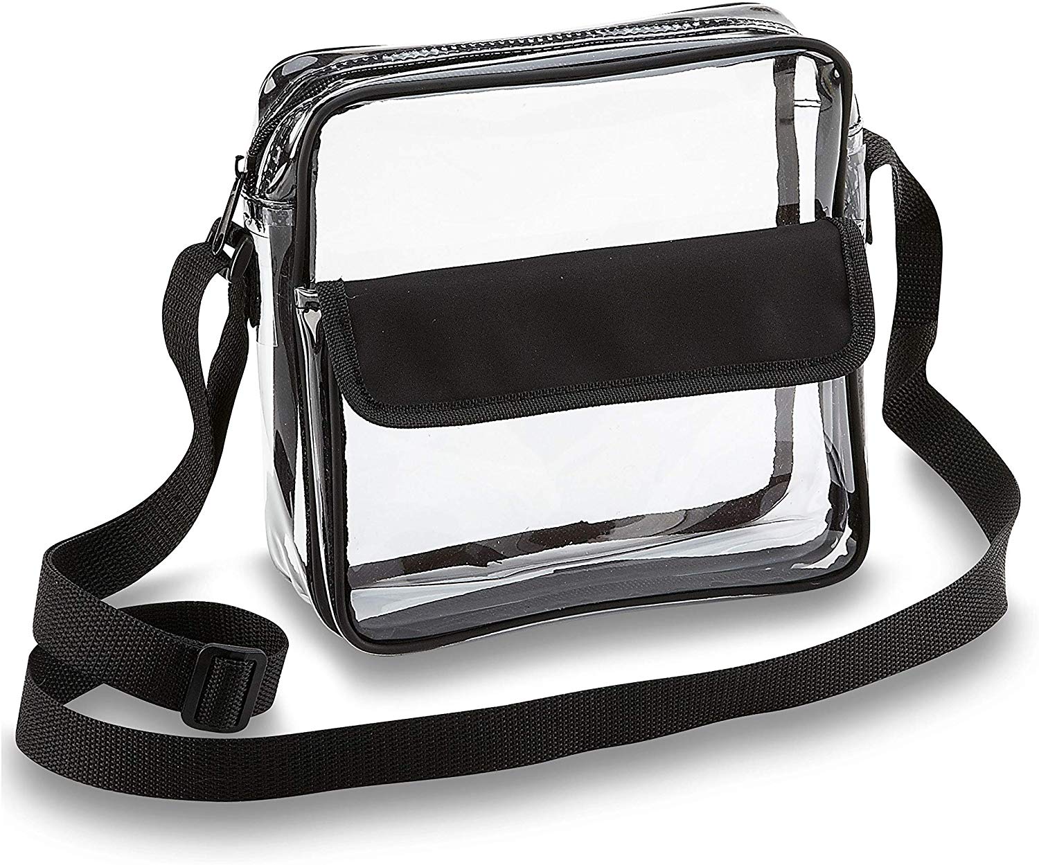 Price:$11.97    Clear Crossbody Messenger Shoulder Bag with Adjustable Strap NFL Stadium Approved Transparent Purse (Black)  Shoes