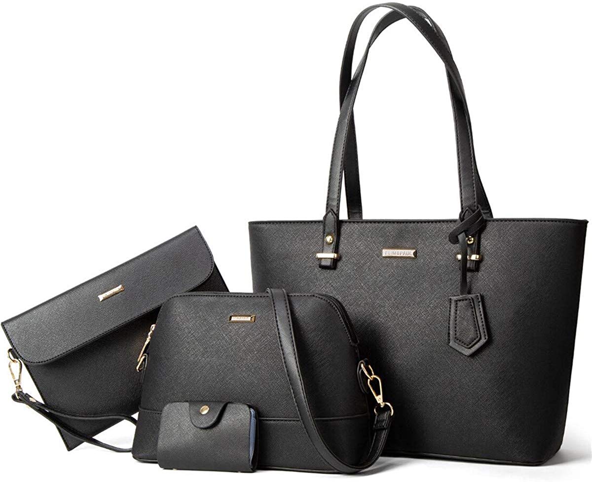 Price:$35.98    Handbags and Purse for Women Clearance Handbags Tote Bag Shoulder Bag Top Handle Satchel Set 4pcs (A Black)  Shoes
