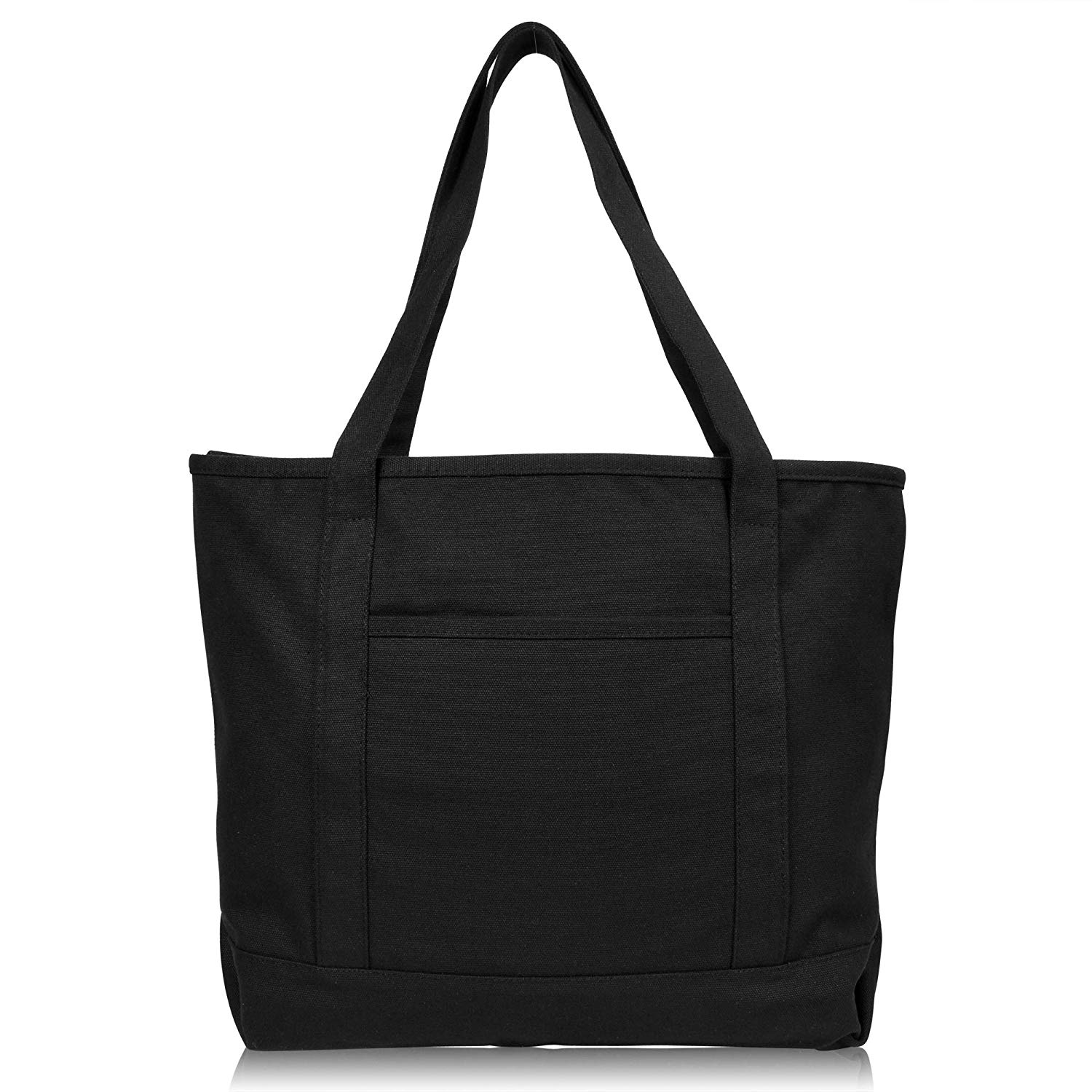 Price:$17.95    DALIX 20" Solid Color Cotton Canvas Shopping Tote Bag in Black