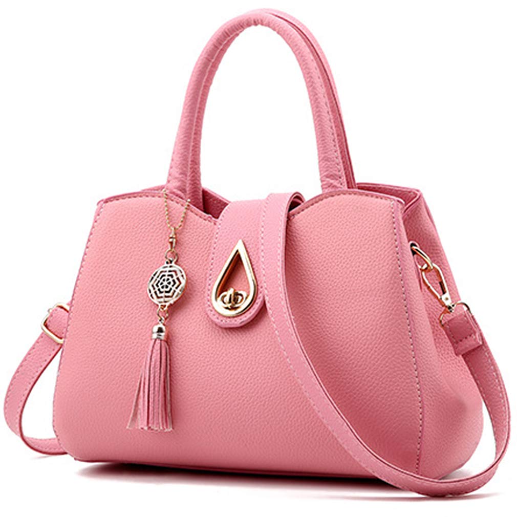 Price:$22.99    Women PU leather Mini Cute Tote Bags Small Top Handle Satchel Purses Shoulder Tassel Handbags for Ladies (pink)  Clothing