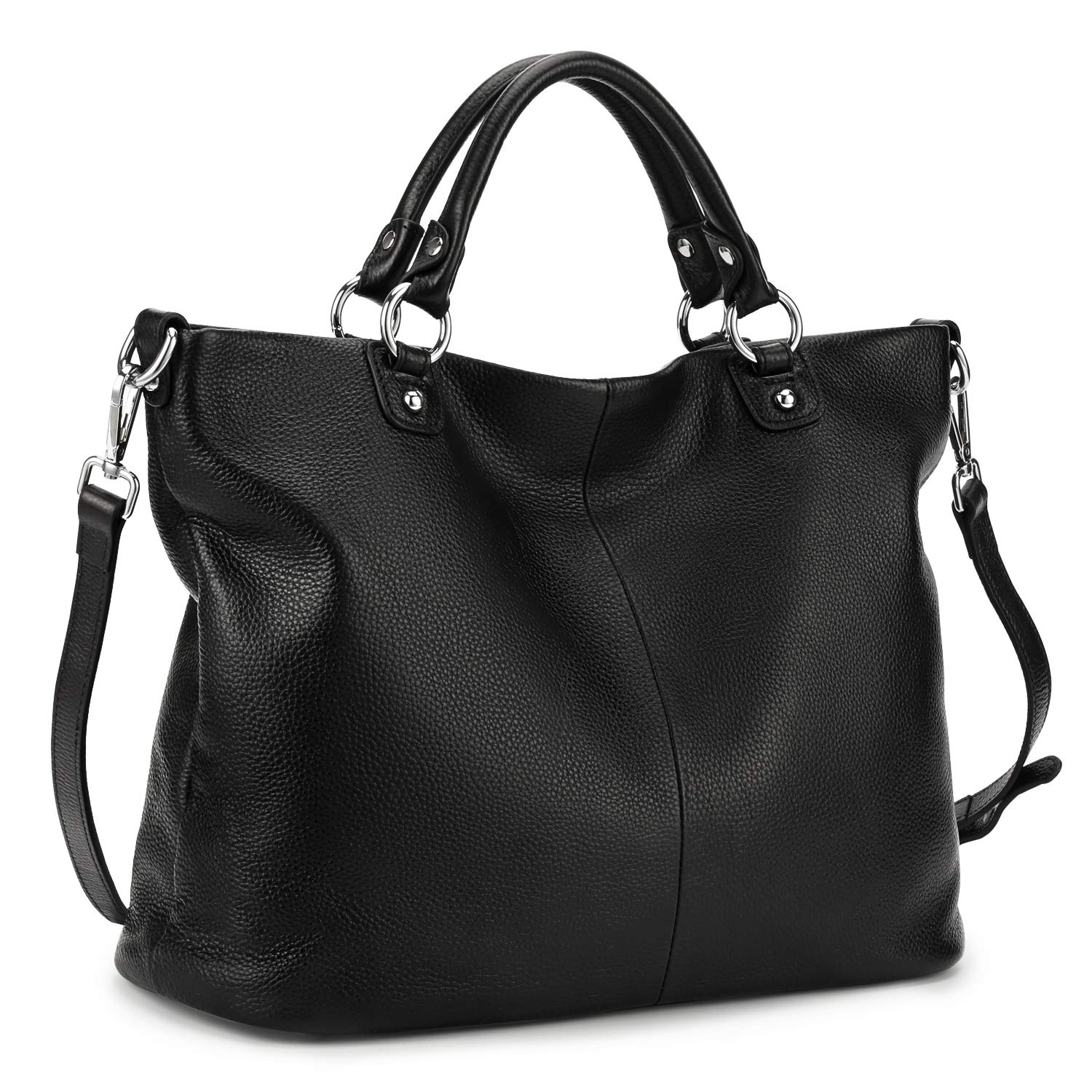Price:$62.99    Kattee Women's Soft Genuine Leather Tote Bag, Top Satchel Purses and Handbags Black  Shoes