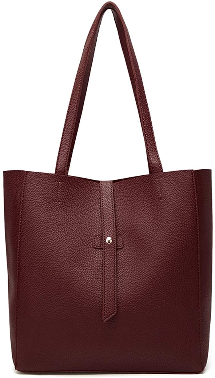 Price:$16.99    Dreubea Women's Large Tote Shoulder Handbag Soft Leather Satchel Bag Hobo Purse Wine Red  Shoes