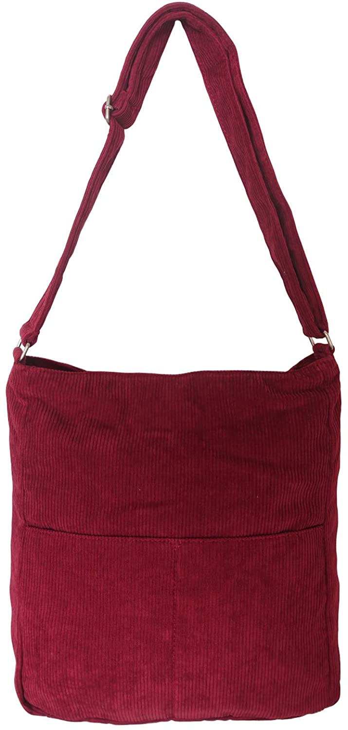 Price:$26.99    Vintage Large Corduroy Girls & Women's Crossbody Bag Laptop Shoulder Bag Top Handle Bag Totes (Red)  Shoes