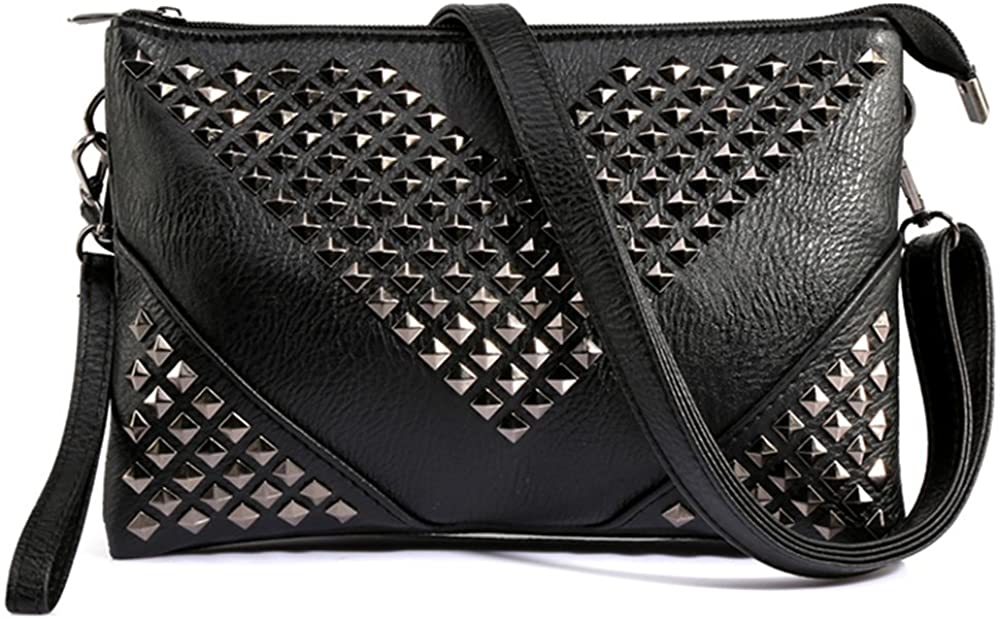 Price:$14.99 CrossBody Shoulder Bag Stud Rivets Day Clutch Purses for Women Evening Handbag  Handbags   