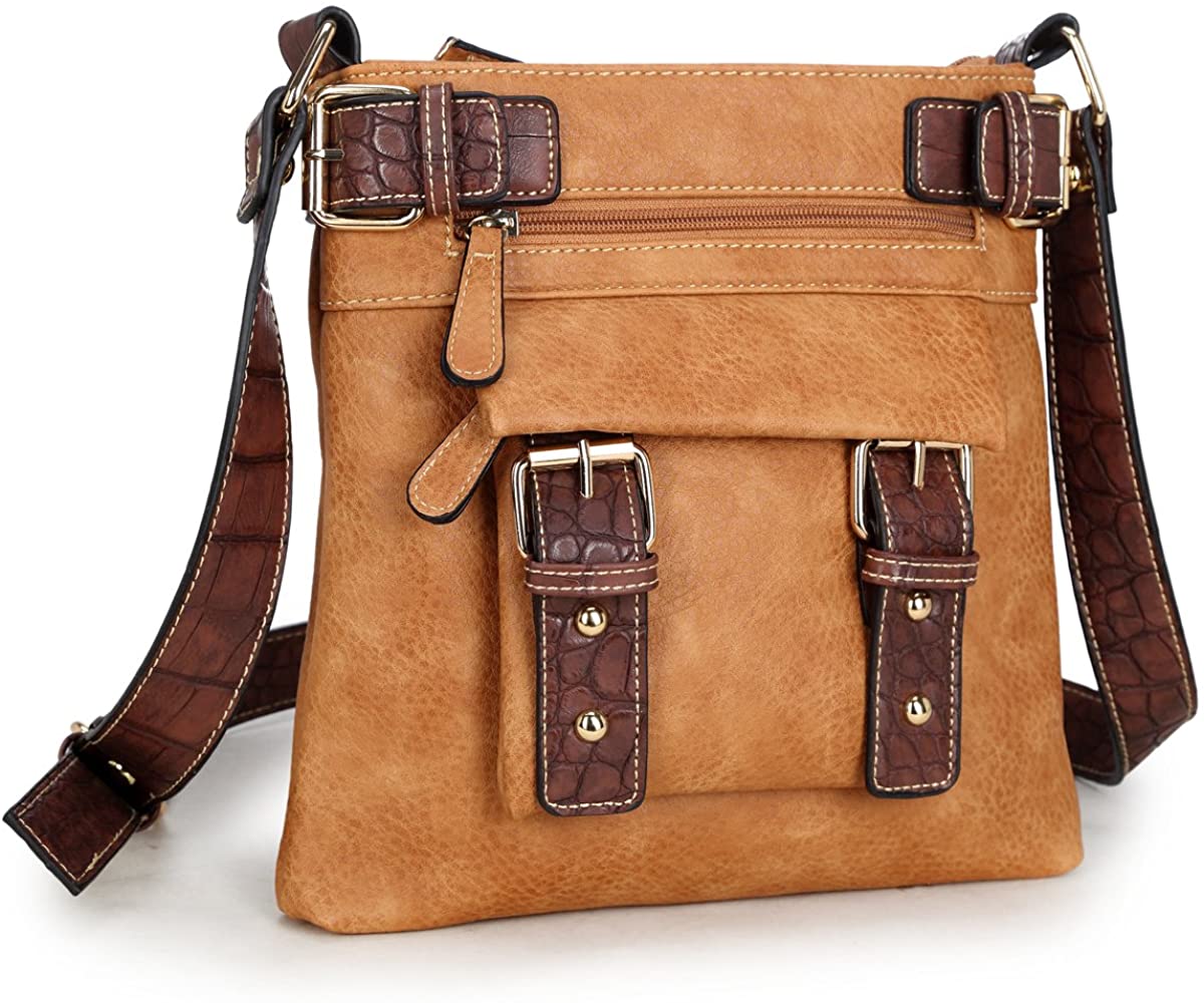 Price:$24.99 Dasein Women Lightweight Crossbody Bags Soft Vegan Leather Messenger Bag Shoulder Bag Travel Purse  Handbags   