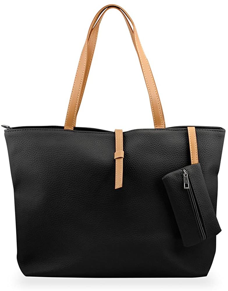 Price:$7.99 GEARONIC TM Shoulder Bags Korean Lady Women PU Leather Handbag Tote Bag (Black)  Handbags   