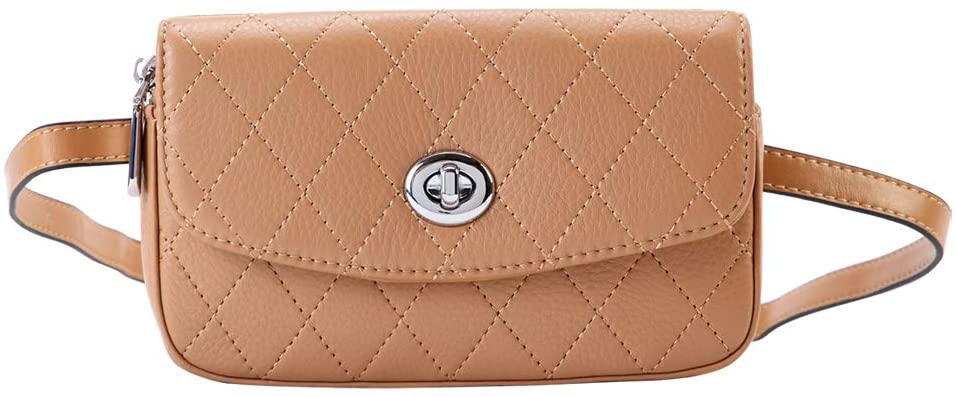 Price:$67.00   | ELBORN PYO Women Leather Belt Bags Fanny Pack Crossbody Shoulder Purse Chest Wallet (Brown) | Waist Packs
