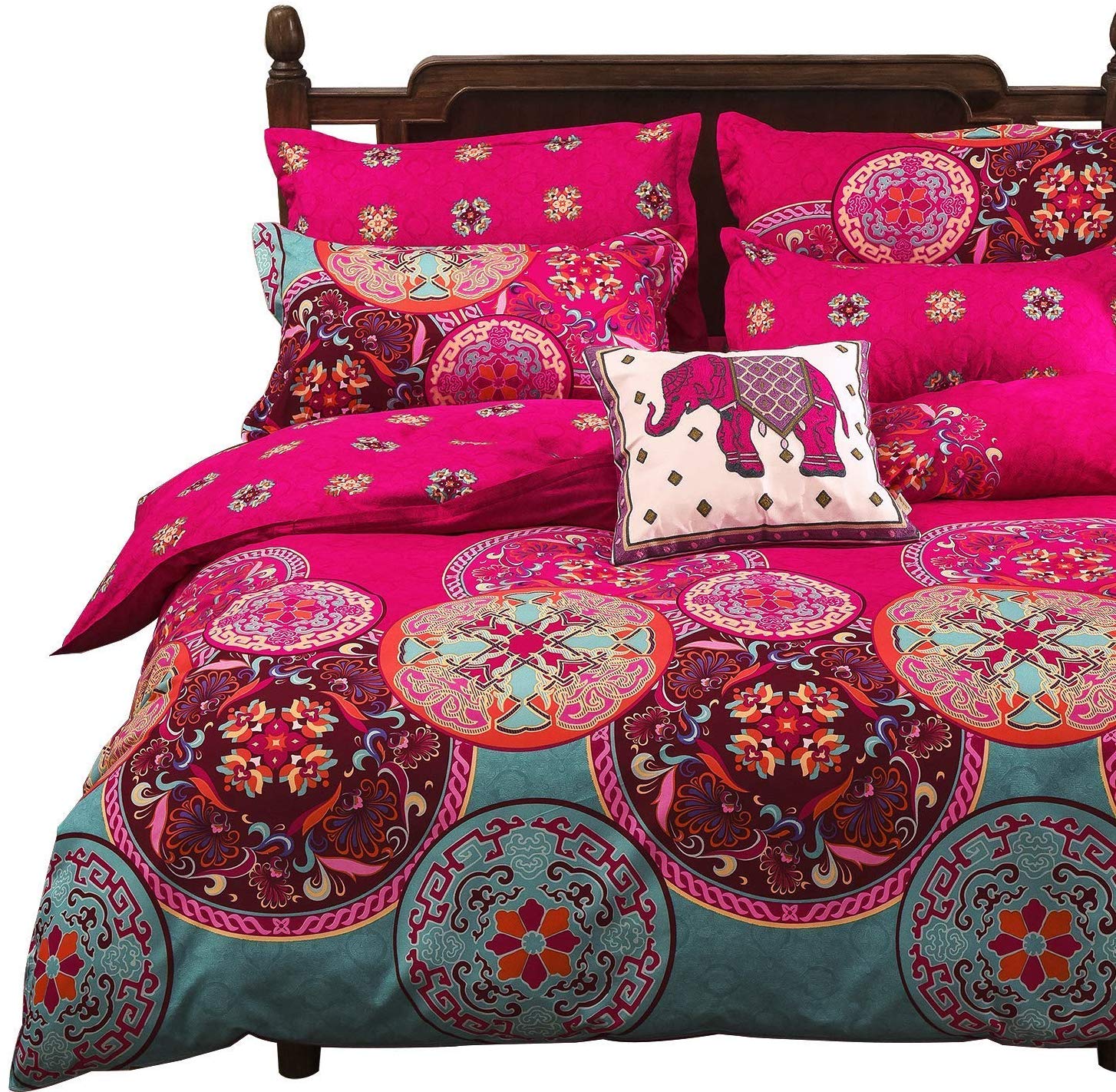 Price:$23.95    Vaulia Lightweight Microfiber Duvet Cover Set, Bohemia Exotic Patterns Design, Bright Pink - Full/Queen Size  Home & Kitchen