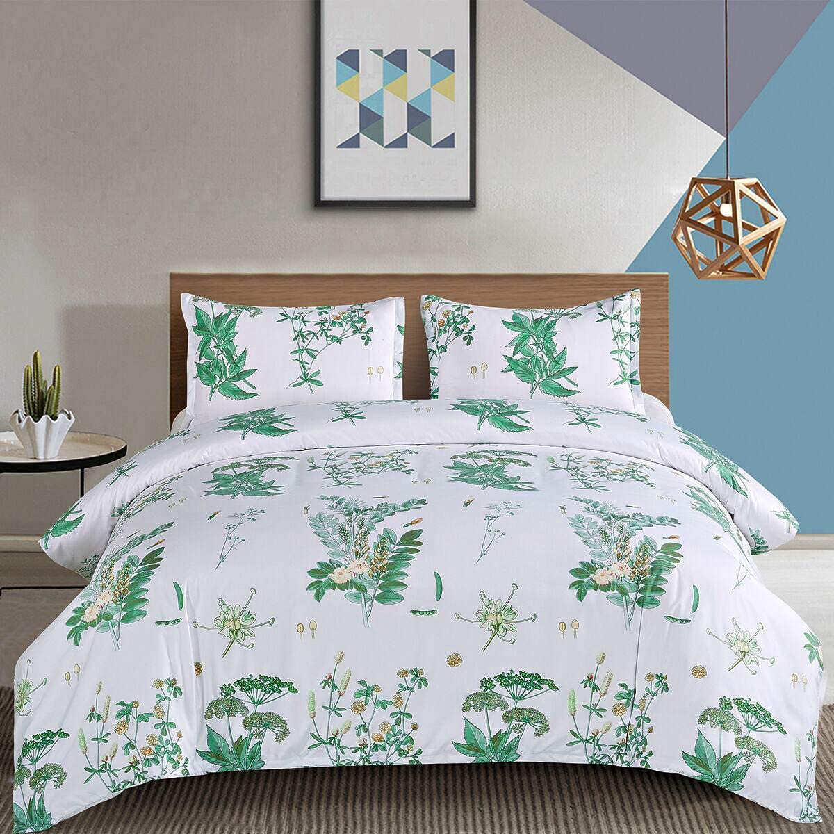 Price:$17.99    YMY Lightweight Microfiber Bedding Duvet Cover Set,Floral Pattern (Green, Queen)  Home & Kitchen