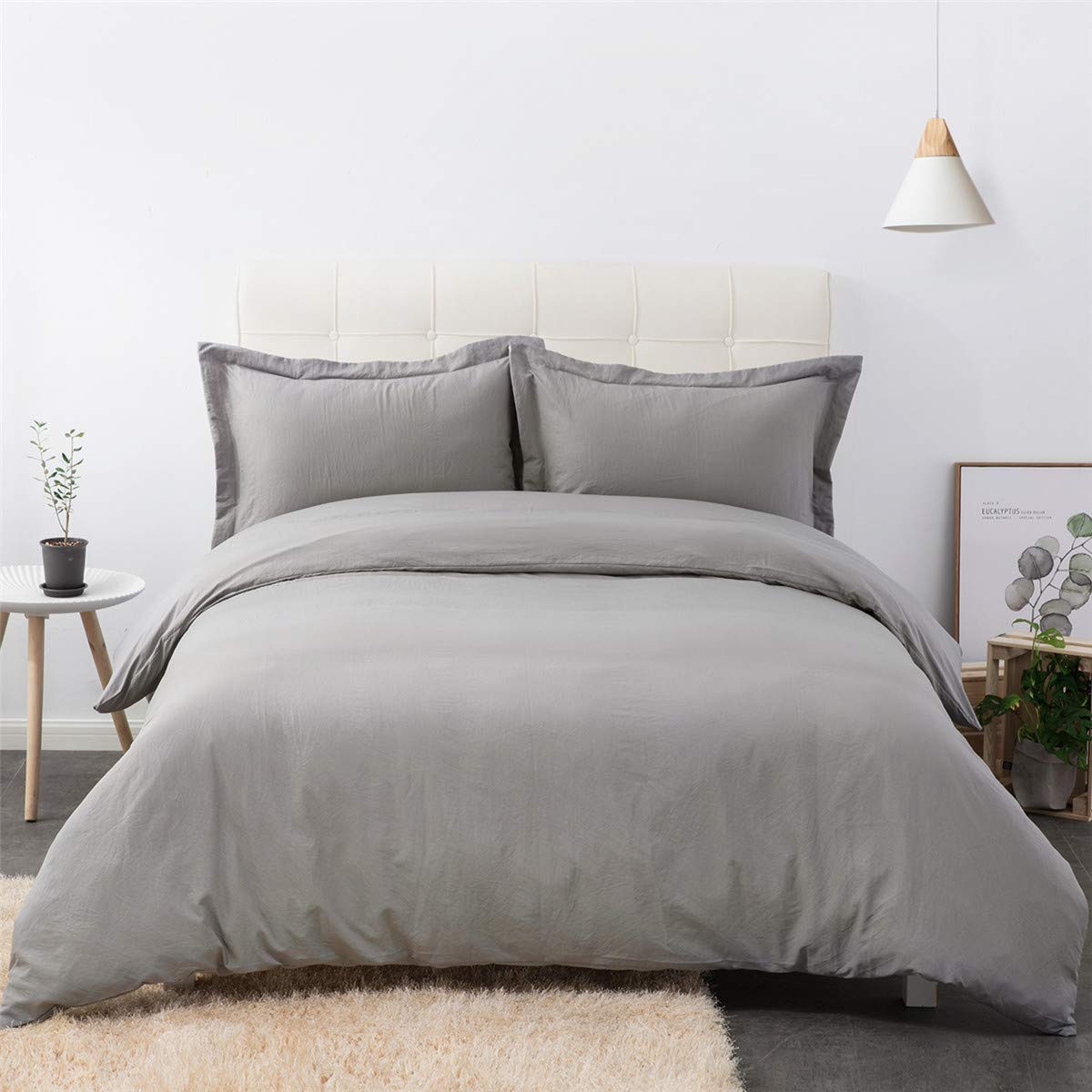 Price:$24.99    Bedsure Washed Grey Duvet Cover Full/Queen Size Set with Zipper Closure, Ultra Soft Hypoallergenic 3 Pieces Comforter Cover Sets (1 Duvet Cover + 2 Pillow Shams), 90x90 inches  Home & Kitchen