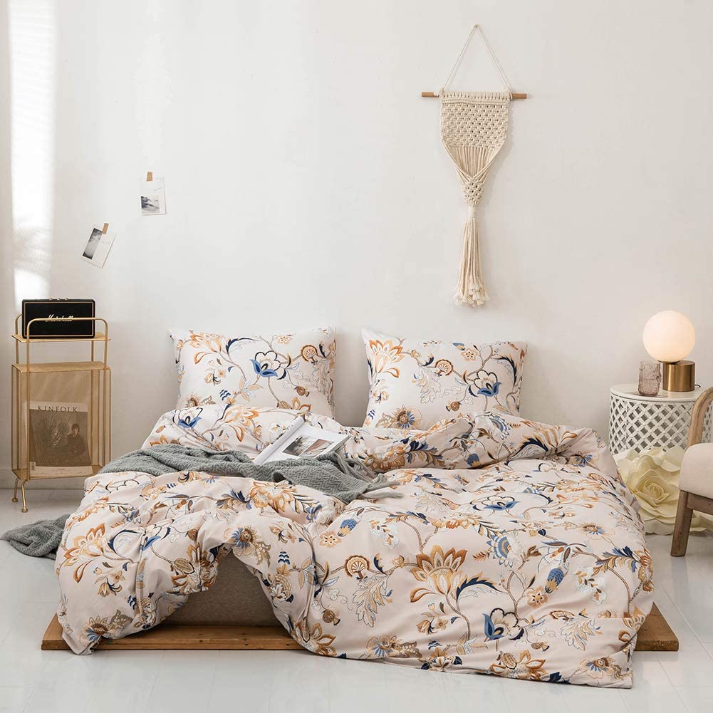 Price:$20.99    Tebery Lightweight Microfiber Bedding Duvet Cover Set with Zipper Closure Ultra Soft Comforter Covers Colorful Floral Pattern (Twin)  Home & Kitchen