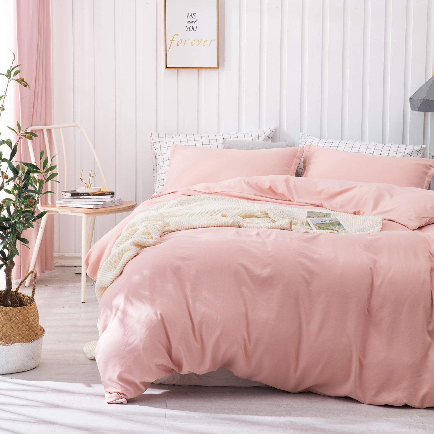 Price:$21.99    Dreaming Wapiti Duvet Cover King, Brushed Microfiber 3pcs Bedding Duvet Cover Set, Soft and Breathable with Zipper Closure & Corner Ties (Blush Pink,King)  Home & Kitchen