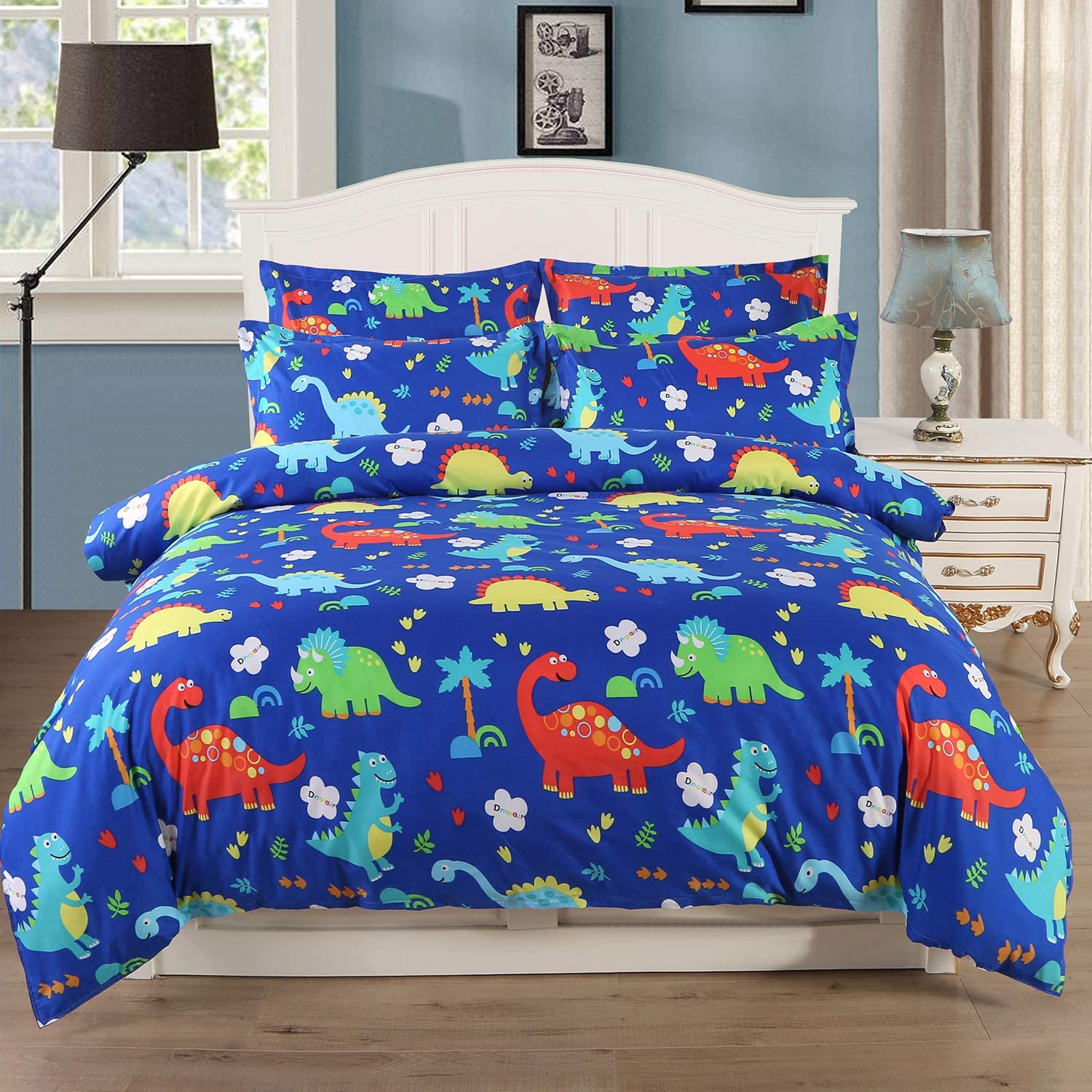 Price:$26.99    Homaxy 2-Piece (1 Duvet Cover + 1 Pillow Sham) Duvet Cover Set, Ultra Soft Hypoallergenic Microfiber Dinosaur Printed Bedding Set with Zipper Closure, Corner Ties, Twin 68x90 inches  Home & Kitchen