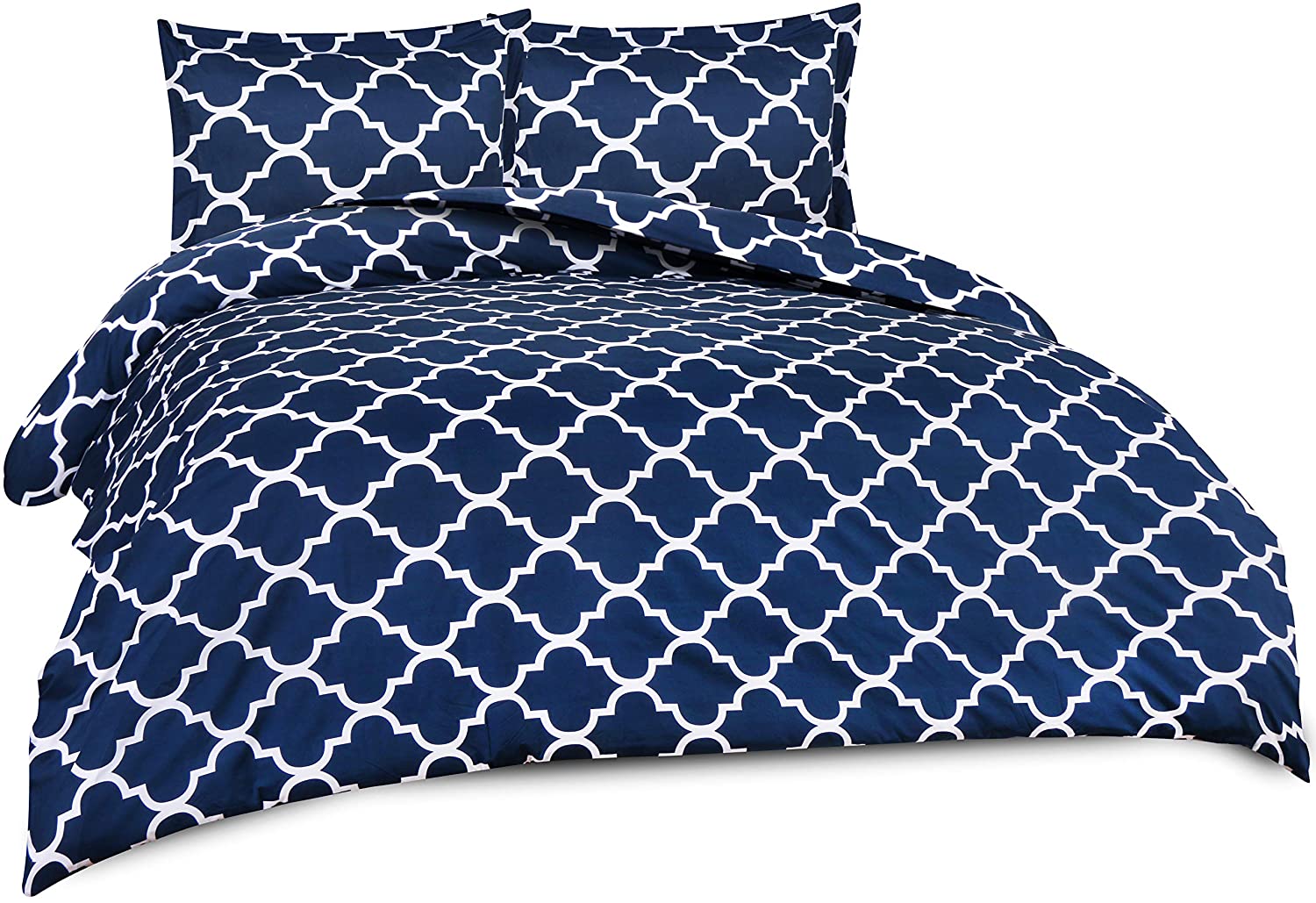 Price:$17.99    Utopia Bedding 3-Piece Duvet Cover Set – 1 Duvet Cover with 2 Pillow Shams - Soft Brushed Microfiber Fabric - Shrinkage and Fade Resistant - Easy Care (King, Quatrefoil Navy)  Home & Kitchen
