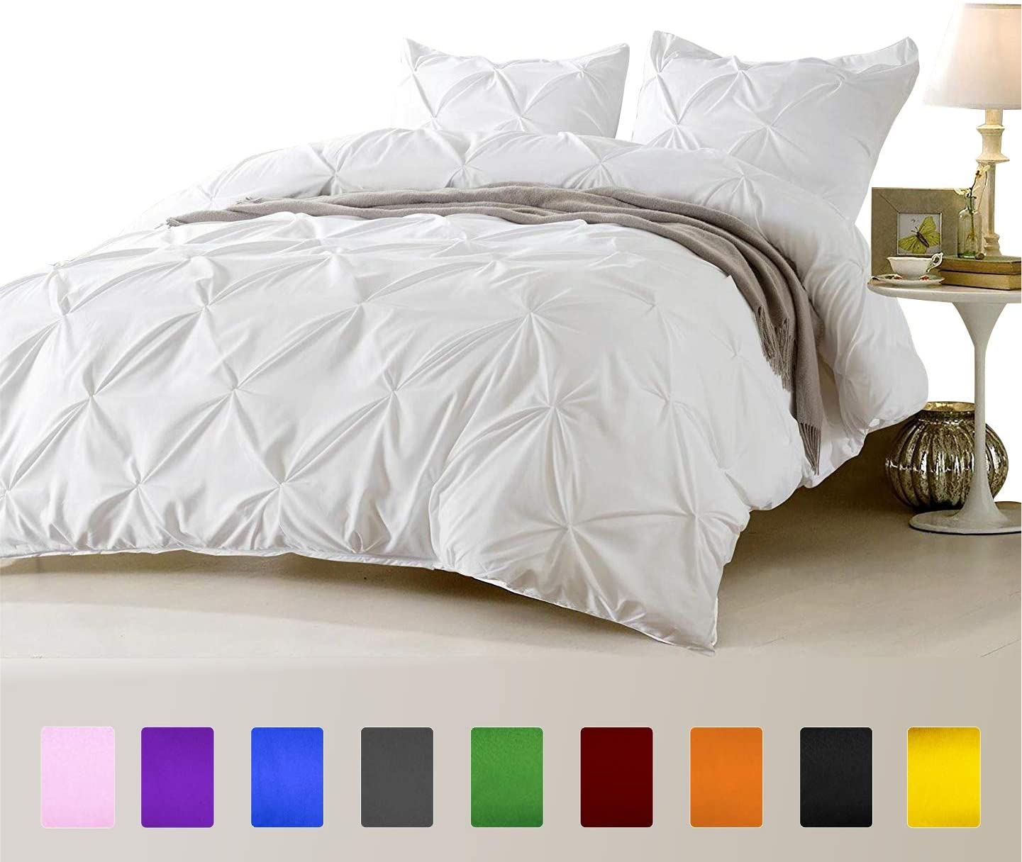 Price:$72.99    FINE LECHO Soft Luxurious 1-Piece Pinch Pleated Pintuck Decorative Quilt Duvet Cover Highest Quality Egyptian Cotton 800 Thread Count Comforter Cover (Full/Queen, White  Home & Kitchen