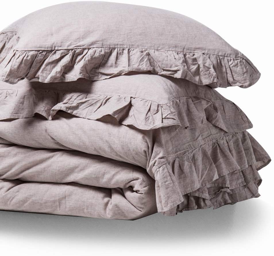 Price:$89.90    meadow park Linen Cotton Duvet Cover Set 3 Pieces, Vintage Garment Washed, Super Soft, Ruffled Style, Queen Size, Natural Linen Color  Home & Kitchen