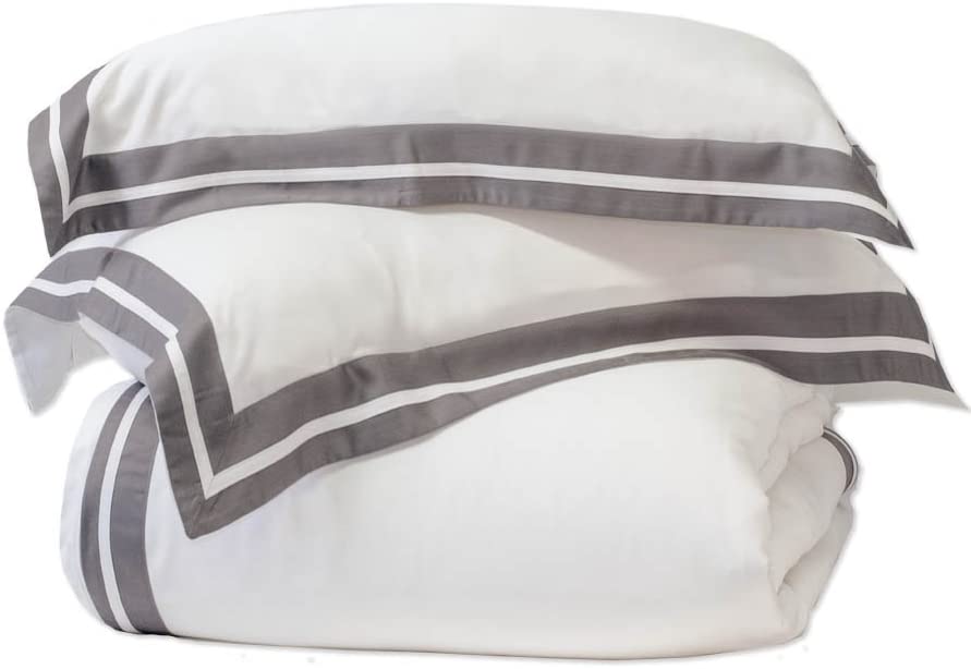 Price:$197.10    Aloha Soft - 100% Viscose from Bamboo - Duvet Cover Set - White with Graphite Border (Queen)  Home & Kitchen