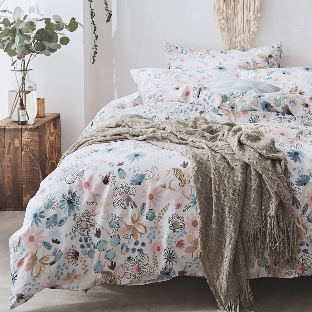Price:$58.99    VM VOUGEMARKET Floral Duvet Cover Set Queen,Premium Cotton 3 Pieces Flower Bloom Reversible Girls Colorful Bedding Duvet Cover with 2 Pillowcases-Queen,3 Pieces  Home & Kitchen