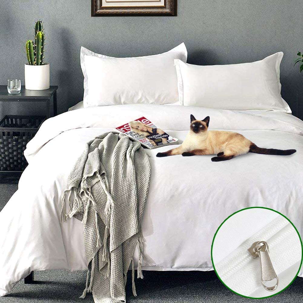 Price:$32.99    COSYJOY Duvet Cover Queen White 3 Piece Comforter Cover – Ultra Soft Microfiber Hotel Collection Soft and Breathable with Zipper Closure & Corner Ties,1 Quilt Cover and 2 Pillow Shams  Home & Kitchen